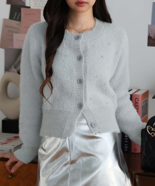 Doula Doula（ドゥーラドゥーラ）の「ストーン付きニットカーディガン（カーディガン/ボレロ・レディース・ホワイト/ブラック/グレー・FREE）」の18枚目の写真