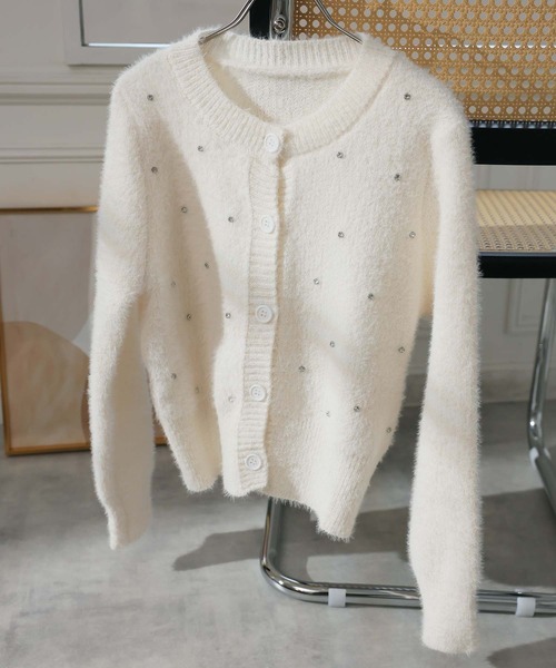 Doula Doula（ドゥーラドゥーラ）の「ストーン付きニットカーディガン（カーディガン/ボレロ・レディース・ホワイト/ブラック/グレー・FREE）」の22枚目の写真