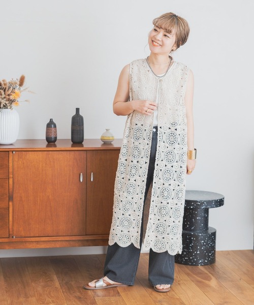 studio CLIP（スタディオクリップ）の「【my fit CLIP/低身長スタッフ企画】レースジレワンピース（ベスト・レディース・チャコール/ナチュラル・FREE）」の10枚目の写真