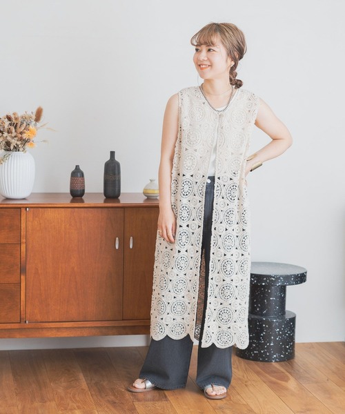 studio CLIP（スタディオクリップ）の「【my fit CLIP/低身長スタッフ企画】レースジレワンピース（ベスト・レディース・チャコール/ナチュラル・FREE）」の12枚目の写真