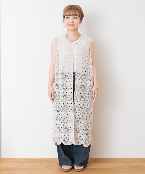 studio CLIP（スタディオクリップ）の「【my fit CLIP/低身長スタッフ企画】レースジレワンピース（ベスト・レディース・チャコール/ナチュラル・FREE）」の16枚目の写真
