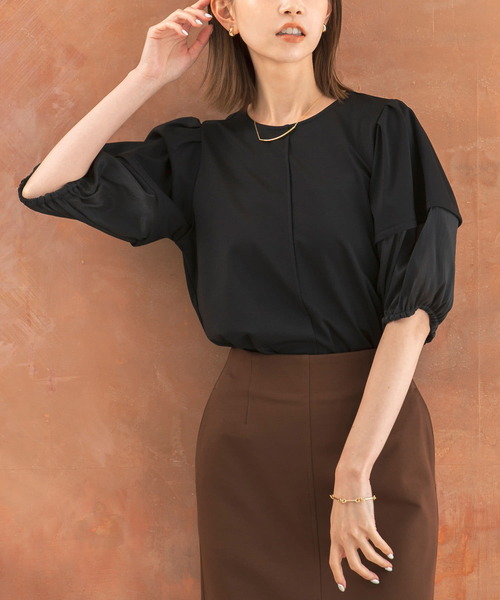 URBAN RESEARCH ROSSO WOMEN（アーバンリサーチ　ロッソ）の「シアードッキングカットブラウス（シャツ/ブラウス・レディース・ブラック/ホワイト・FREE）」の13枚目の写真