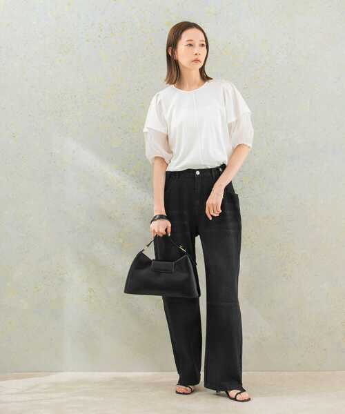 URBAN RESEARCH ROSSO WOMEN（アーバンリサーチ　ロッソ）の「シアードッキングカットブラウス（シャツ/ブラウス・レディース・ブラック/ホワイト・FREE）」の7枚目の写真