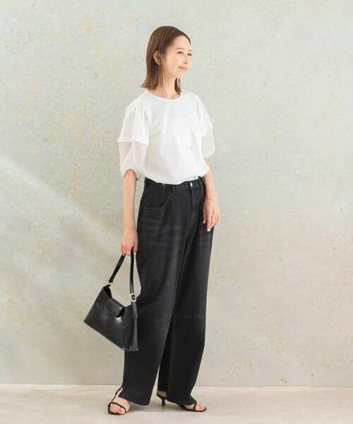 URBAN RESEARCH ROSSO WOMEN（アーバンリサーチ　ロッソ）の「シアードッキングカットブラウス（シャツ/ブラウス・レディース・ブラック/ホワイト・FREE）」の8枚目の写真