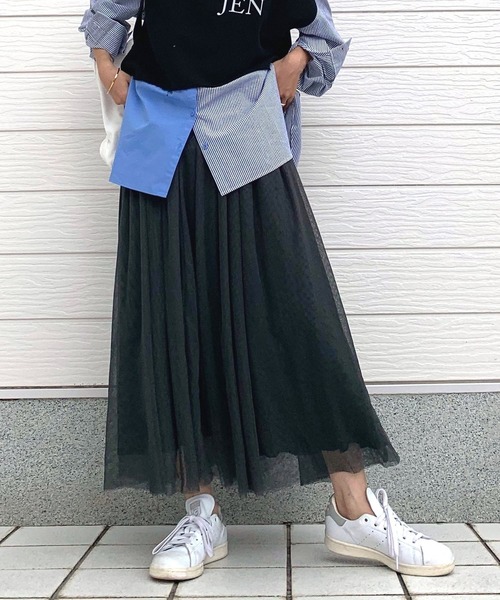 Q（キュー）の「デニムドッキングチュールスカート（スカート・レディース・ブラック・MEDIUM）」の8枚目の写真