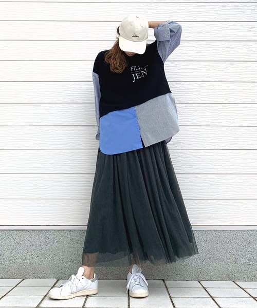 Q（キュー）の「デニムドッキングチュールスカート（スカート・レディース・ブラック・MEDIUM）」の11枚目の写真