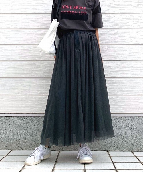 Q（キュー）の「デニムドッキングチュールスカート（スカート・レディース・ブラック・MEDIUM）」の15枚目の写真