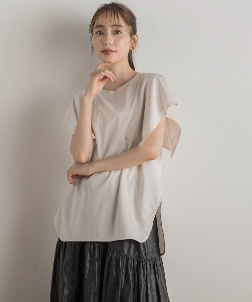 Droite lautreamont(ドロワットロートレアモン)の「スクエアスリーブプルオーバー(Tシャツ/カットソー・レディース・オレンジ/ブラック/アイボリー/オフホワイト・M)」の2枚目の写真