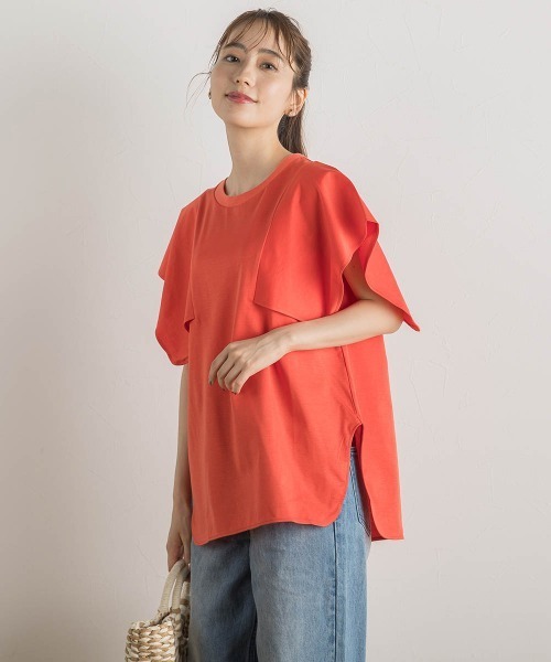 Droite lautreamont(ドロワットロートレアモン)の「スクエアスリーブプルオーバー(Tシャツ/カットソー・レディース・オレンジ/ブラック/アイボリー/オフホワイト・M)」の4枚目の写真