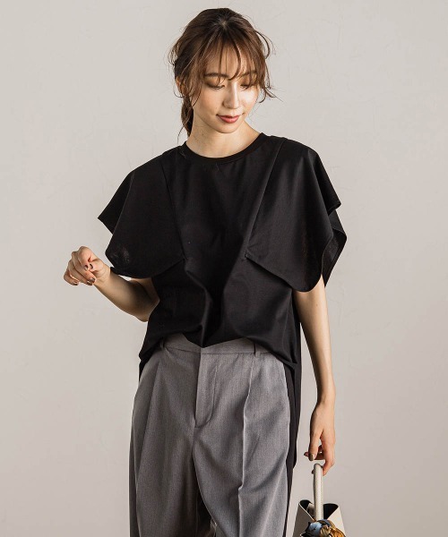 Droite lautreamont(ドロワットロートレアモン)の「スクエアスリーブプルオーバー(Tシャツ/カットソー・レディース・オレンジ/ブラック/アイボリー/オフホワイト・M)」の3枚目の写真