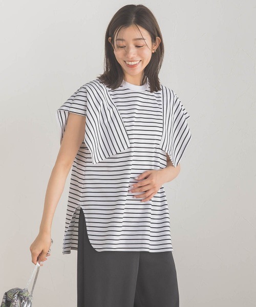 Droite lautreamont(ドロワットロートレアモン)の「スクエアスリーブプルオーバー(Tシャツ/カットソー・レディース・オレンジ/ブラック/アイボリー/オフホワイト・M)」の6枚目の写真
