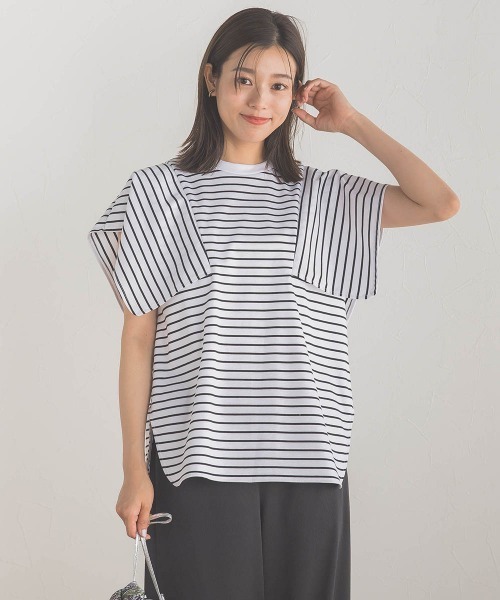 Droite lautreamont(ドロワットロートレアモン)の「スクエアスリーブプルオーバー(Tシャツ/カットソー・レディース・オレンジ/ブラック/アイボリー/オフホワイト・M)」の8枚目の写真