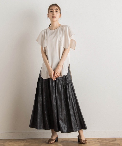 Droite lautreamont(ドロワットロートレアモン)の「スクエアスリーブプルオーバー(Tシャツ/カットソー・レディース・オレンジ/ブラック/アイボリー/オフホワイト・M)」の16枚目の写真