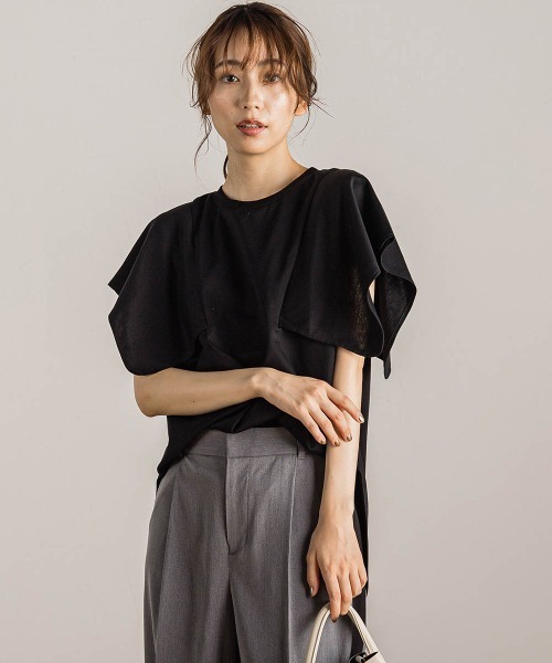 Droite lautreamont(ドロワットロートレアモン)の「スクエアスリーブプルオーバー(Tシャツ/カットソー・レディース・オレンジ/ブラック/アイボリー/オフホワイト・M)」の18枚目の写真