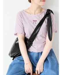 ehka sopo | リボン刺繍カットソー(Tシャツ/カットソー)