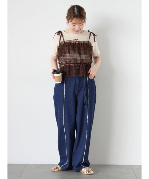 ehka sopo（エヘカソポ）の「リボン刺繍カットソー（Tシャツ/カットソー・レディース・オフホワイト/ブラック/キナリ/ラベンダー・F）」の15枚目の写真