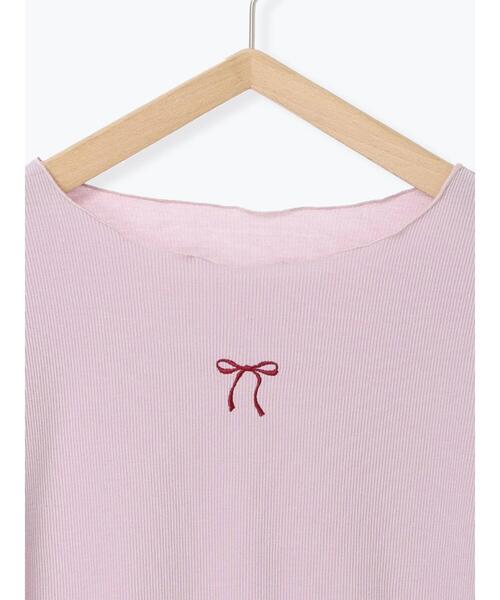 ehka sopo（エヘカソポ）の「リボン刺繍カットソー（Tシャツ/カットソー・レディース・オフホワイト/ブラック/キナリ/ラベンダー・F）」の18枚目の写真