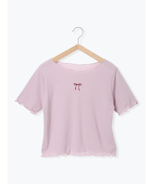 ehka sopo（エヘカソポ）の「リボン刺繍カットソー（Tシャツ/カットソー・レディース・オフホワイト/ブラック/キナリ/ラベンダー・F）」の6枚目の写真