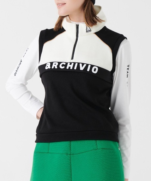 archivio（アルチビオ）の「<LADIES>ハーフジップハイネックベスト【2024年秋冬】（ベスト・レディース・ブラック/ブラウン/ピンク・S/M/L）」の2枚目の写真