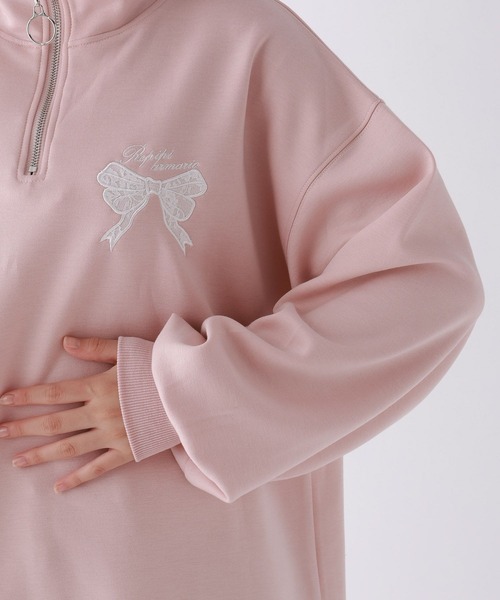 セール】ハーフZIPルーズチュニック（Tシャツ/カットソー