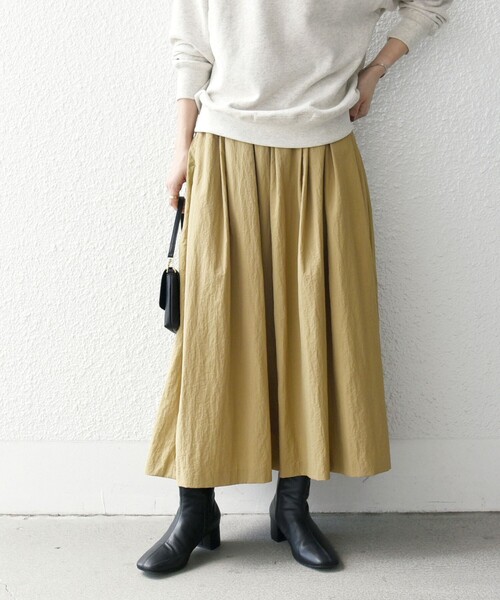 【セール】SHIPS any:〈洗濯機可能〉ナイロン タッサー タック ギャザー フレア スカート（スカート）｜SHIPS any（シップス エニィ）