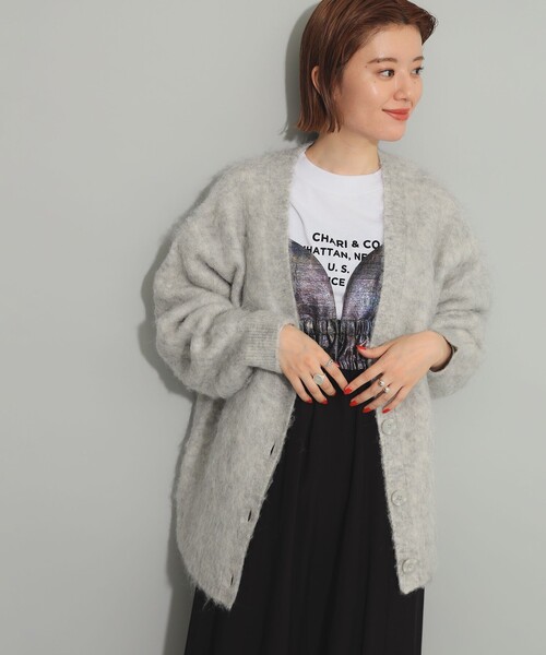 Ray BEAMS（レイビームス）の「ソフト シャギー Vネック カーディガン（カーディガン/ボレロ・レディース・ピンク/ライトグレー/グリーン系その他2・ONE SIZE）」の12枚目の写真