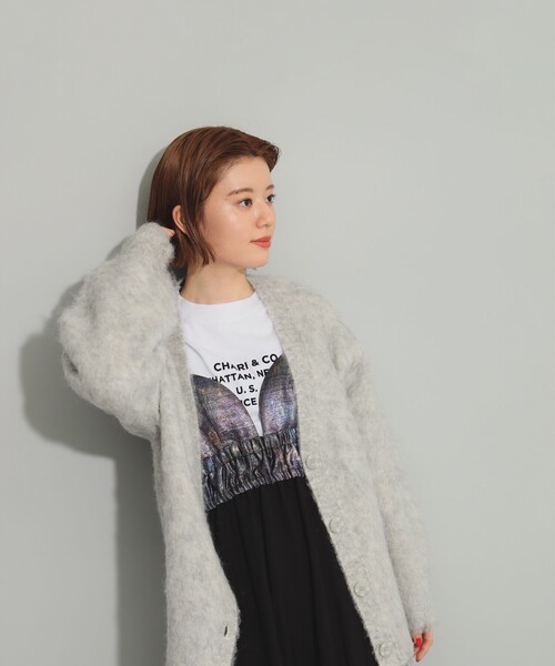 Ray BEAMS（レイビームス）の「ソフト シャギー Vネック カーディガン（カーディガン/ボレロ・レディース・ピンク/ライトグレー/グリーン系その他2・ONE SIZE）」の14枚目の写真