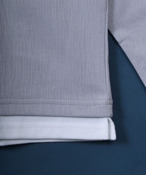 ANPAS(アンパス)の「Willow Fabric Fake Layered T-shirt/楊柳 フェイクレイヤード 長袖Tシャツ ロンT(Tシャツ/カットソー・メンズ・ライトグレー/グリーン/スミクロ/ネイビー・M/L/LL)」の7枚目の写真