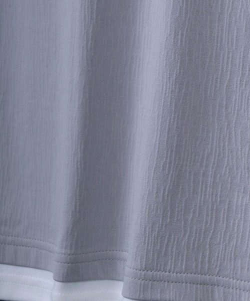 ANPAS(アンパス)の「Willow Fabric Fake Layered T-shirt/楊柳 フェイクレイヤード 長袖Tシャツ ロンT(Tシャツ/カットソー・メンズ・ライトグレー/グリーン/スミクロ/ネイビー・M/L/LL)」の8枚目の写真