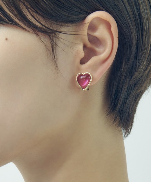 GOLDY（ゴールディ）の「クリア カラー ハート ワンタッチ イヤリング（イヤリング・レディース・ゴールド/シルバー/ブルー/グリーン/ピンク・FREE）」の4枚目の写真