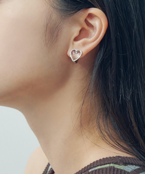 GOLDY（ゴールディ）の「クリア カラー ハート ワンタッチ イヤリング（イヤリング・レディース・ゴールド/シルバー/ブルー/グリーン/ピンク・FREE）」の5枚目の写真