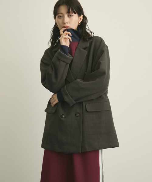 MERLOT(メルロー)の「オーバーサイズダブルライントラックジャケット/セットアップ着用可能(ジャージ・レディース・バーガンディー/ネイビー・FREE)」の15枚目の写真