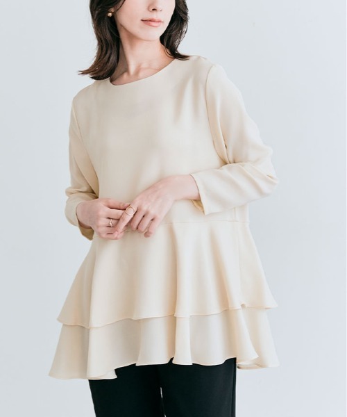 kirakiraShop(キラキラショップ)の「ティアード フリル ペプラム ブラウス(シャツ/ブラウス・レディース・ホワイト/モカ/ブラック/アイボリー・M/L)」の12枚目の写真