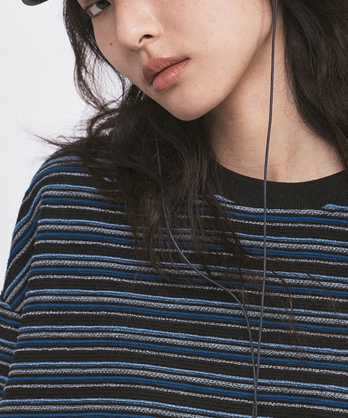 GENXDER(ノンジェンダー)の「【GENXDER】ルーズストライプTシャツ (SS)(Tシャツ/カットソー・メンズ・ブラック/ホワイト/ブルー・MEDIUM/LARGE/X-LARGE)」の8枚目の写真