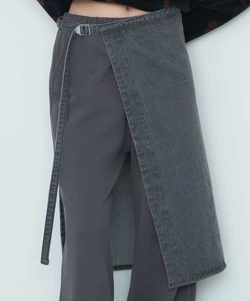 AIVER（アイバー）の「AIVER　デニムラップスカート（ベルト・メンズ・ライトグレー/ブラック/グレー・FREE）」の3枚目の写真