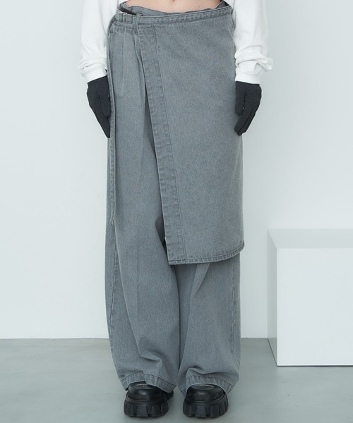 AIVER（アイバー）の「AIVER　デニムラップスカート（ベルト・メンズ・ライトグレー/ブラック/グレー・FREE）」の13枚目の写真