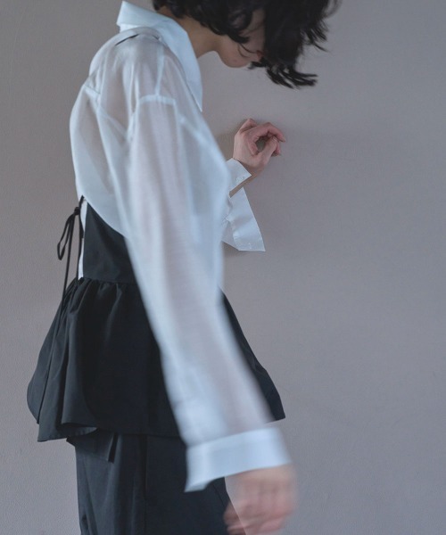 marjour（マージュール）の「SHEER SHIRTS（シャツ/ブラウス・レディース・オフホワイト/カーキ・M）」の9枚目の写真