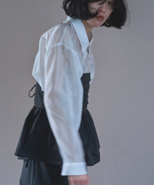 marjour（マージュール）の「SHEER SHIRTS（シャツ/ブラウス・レディース・オフホワイト/カーキ・M）」の10枚目の写真