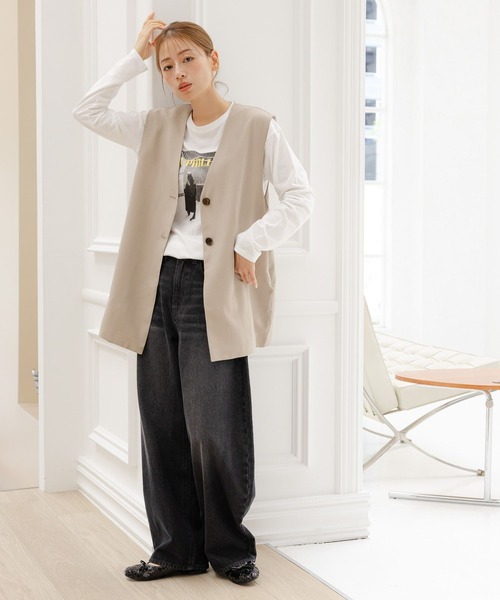 LAKOLE（ラコレ）の「アソートフォトプリント長袖T / 148086（Tシャツ/カットソー・レディース・オフホワイト/チャコール/ピンク・MEDIUM/SMALL）」の4枚目の写真