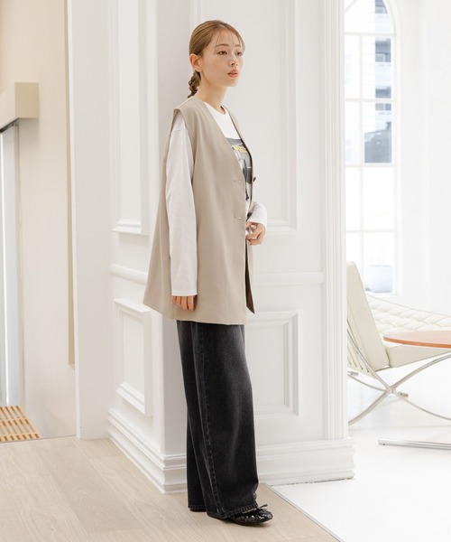 LAKOLE（ラコレ）の「アソートフォトプリント長袖T / 148086（Tシャツ/カットソー・レディース・オフホワイト/チャコール/ピンク・MEDIUM/SMALL）」の7枚目の写真