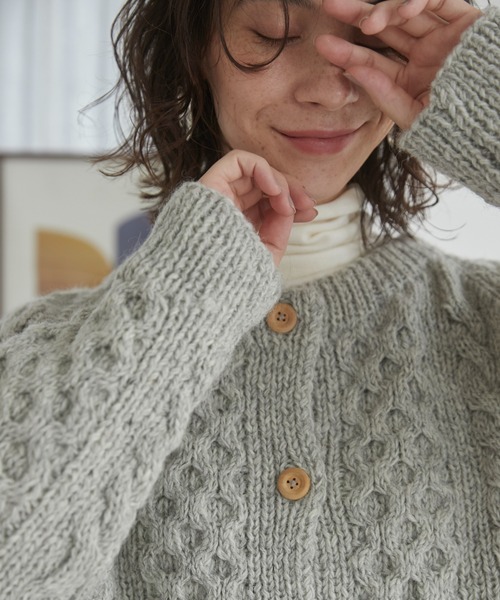 ウール100％】ケーブルニット カーディガン / アウター（カーディガン