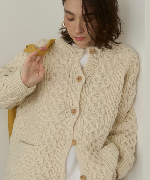 ウール100％】ケーブルニット カーディガン / アウター（カーディガン