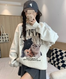 キャットプリントスウェット