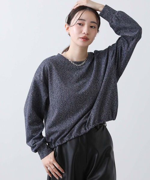 Gready Brilliant（グレディブリリアン）の「ラメ裏毛ドロストカットソー（Tシャツ/カットソー・レディース・ネイビー/グレー・38）」の6枚目の写真