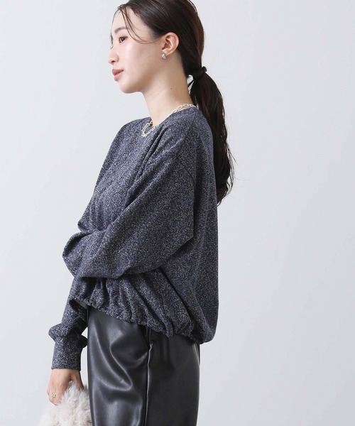 Gready Brilliant（グレディブリリアン）の「ラメ裏毛ドロストカットソー（Tシャツ/カットソー・レディース・ネイビー/グレー・38）」の7枚目の写真