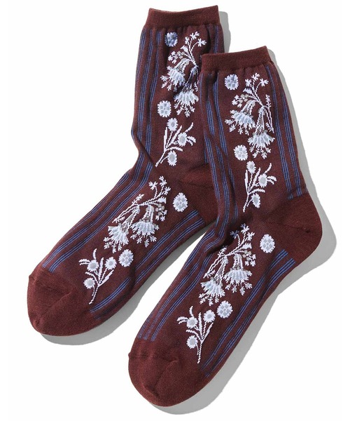 MEDE19F（メデジュウキュウ）の「ＫＣＩ×ＭＥＤＥ１９Ｆ　衣裳柄ソックス〈アメリカンブラウン〉（ソックス/靴下・レディース・ブラウン・ONE SIZE）」の2枚目の写真