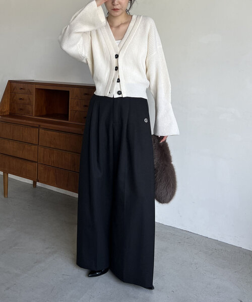 CAPRICIEUX LE'MAGE（カプリシューレマージュ）の「【再入荷！】ウール100Wボタンカーディガン（カーディガン/ボレロ・レディース・オフホワイト/グレー/ベージュ・FREE）」の7枚目の写真