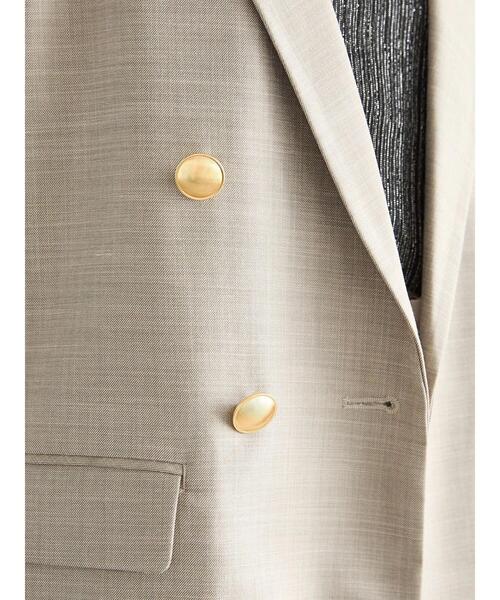 Te chichi(テチチ)の「ダブルブレストテーラードジャケット(ノーカラージャケット・レディース・ベージュ/ネイビー・F)」の8枚目の写真