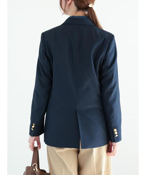 Te chichi(テチチ)の「ダブルブレストテーラードジャケット(ノーカラージャケット・レディース・ベージュ/ネイビー・F)」の12枚目の写真