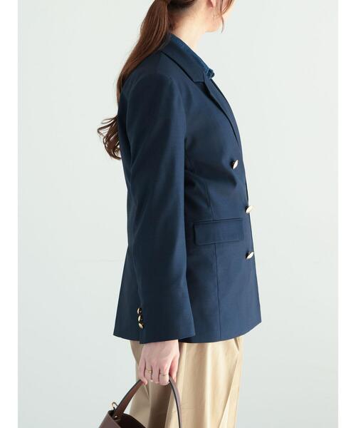 Te chichi(テチチ)の「ダブルブレストテーラードジャケット(ノーカラージャケット・レディース・ベージュ/ネイビー・F)」の13枚目の写真